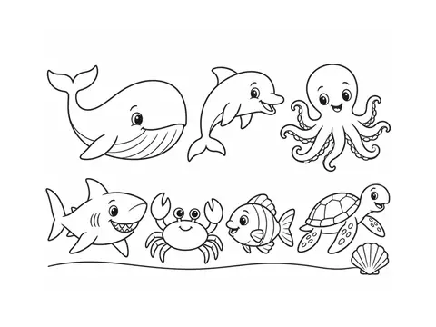 Under the sea · Coloring page