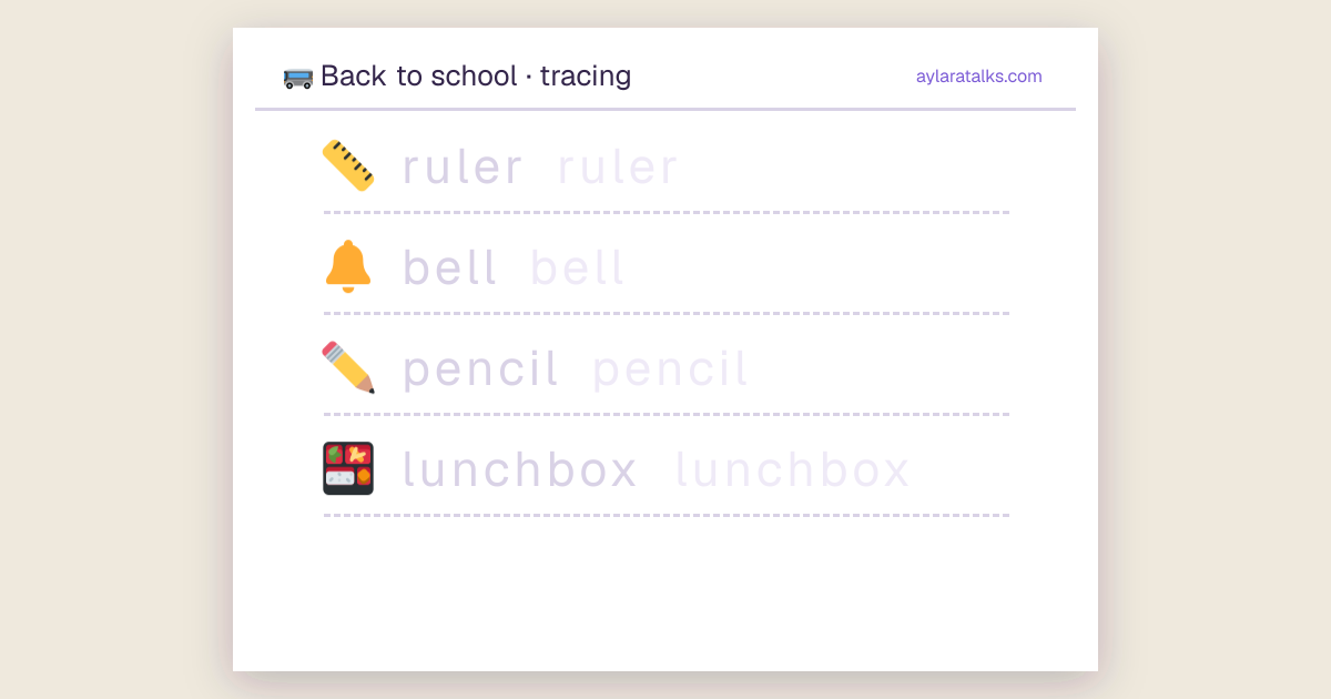 Back to school · Tracing sheet