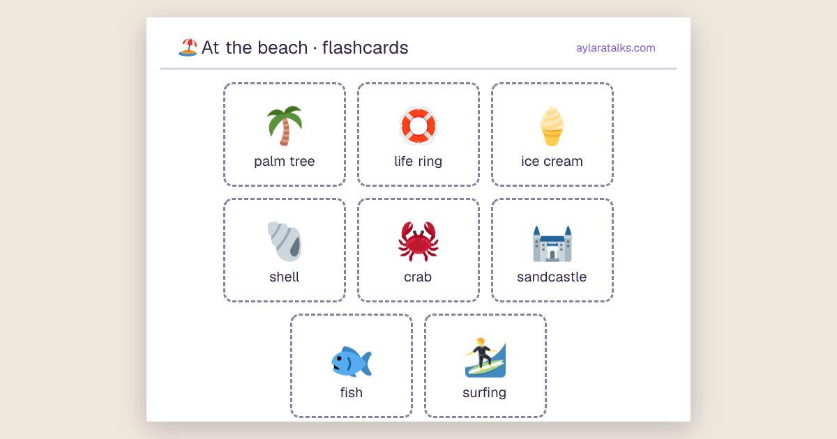 At the beach · Flashcards