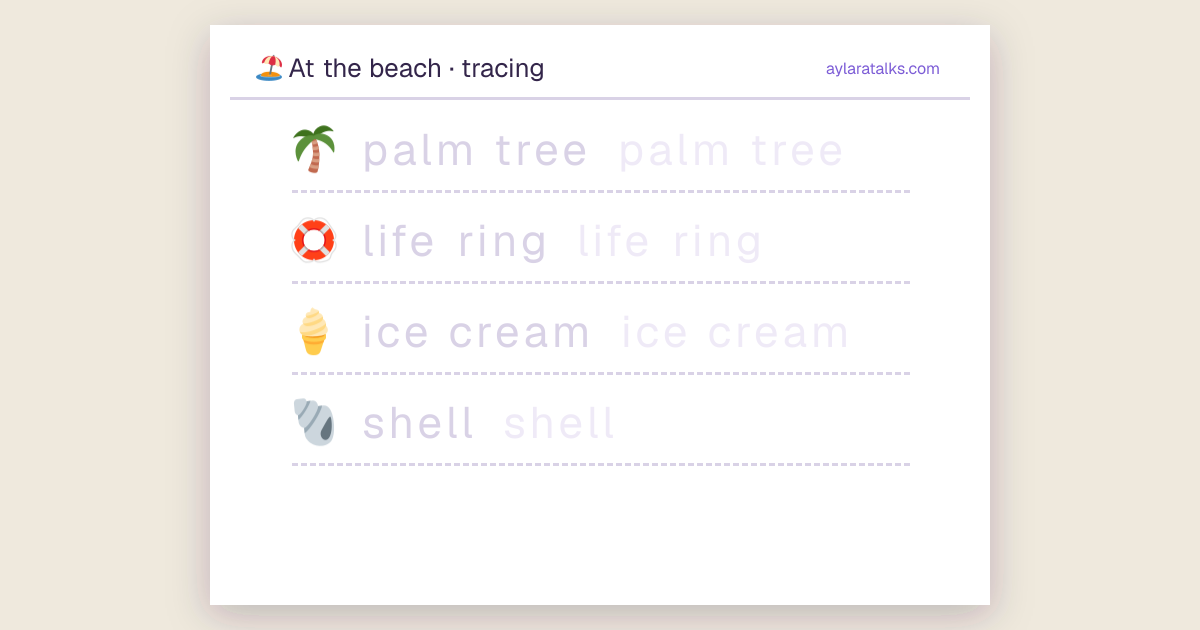 At the beach · Tracing sheet