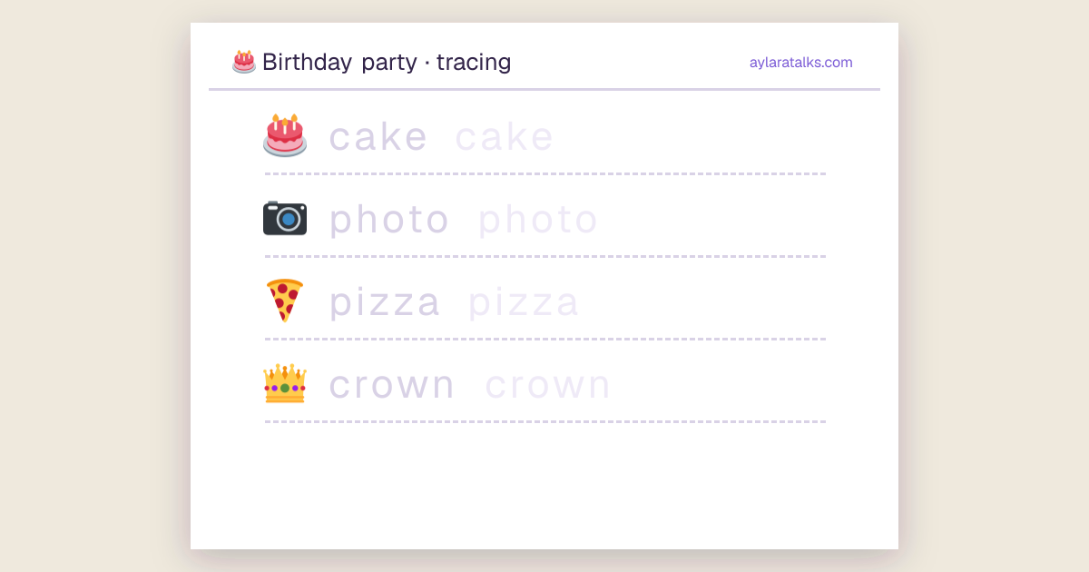 Birthday party · Tracing sheet