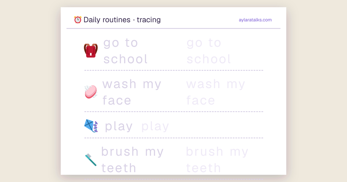 Daily routines · Tracing sheet