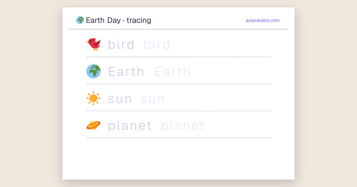 Earth Day · Tracing sheet