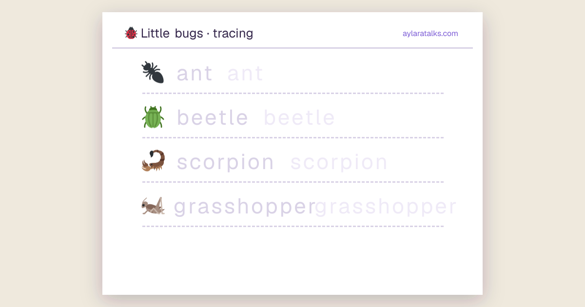 Little bugs · Tracing sheet