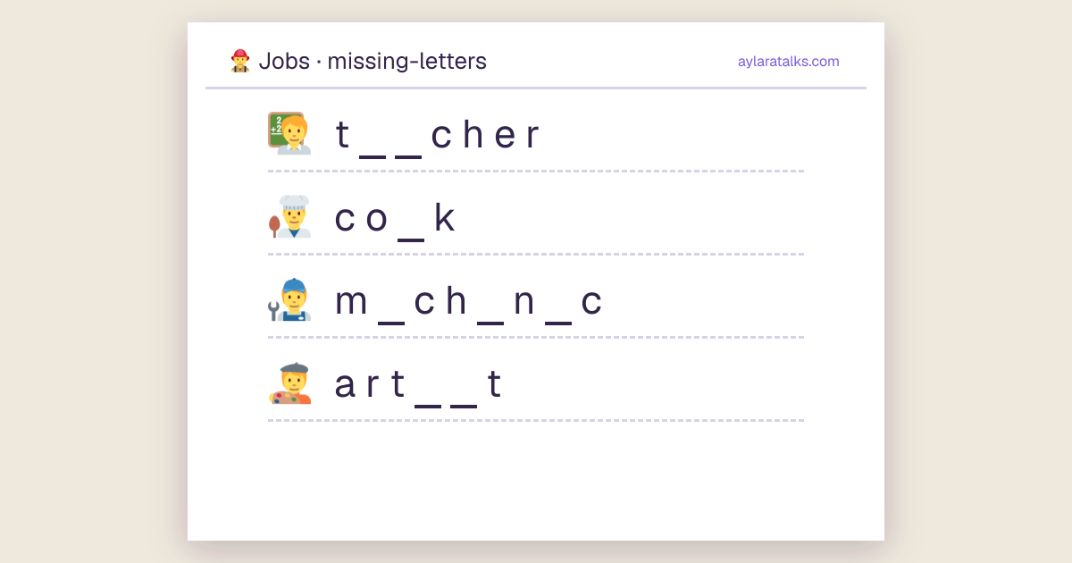 Jobs · Missing letters