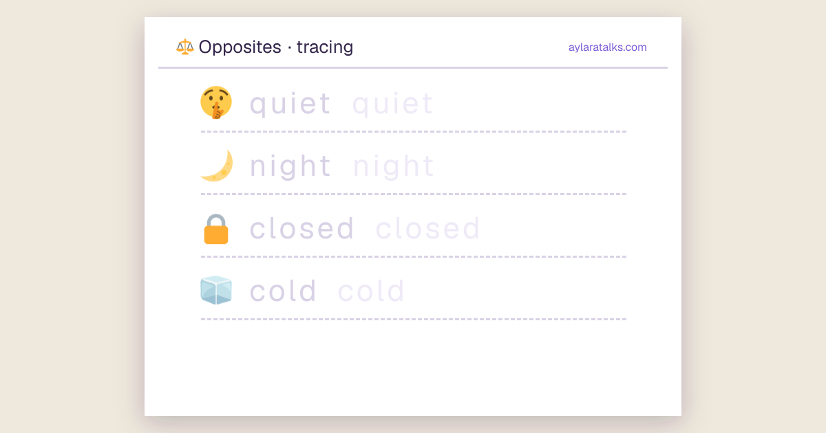Opposites · Tracing sheet