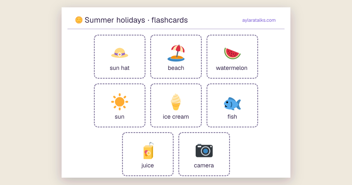 Summer holidays · Flashcards