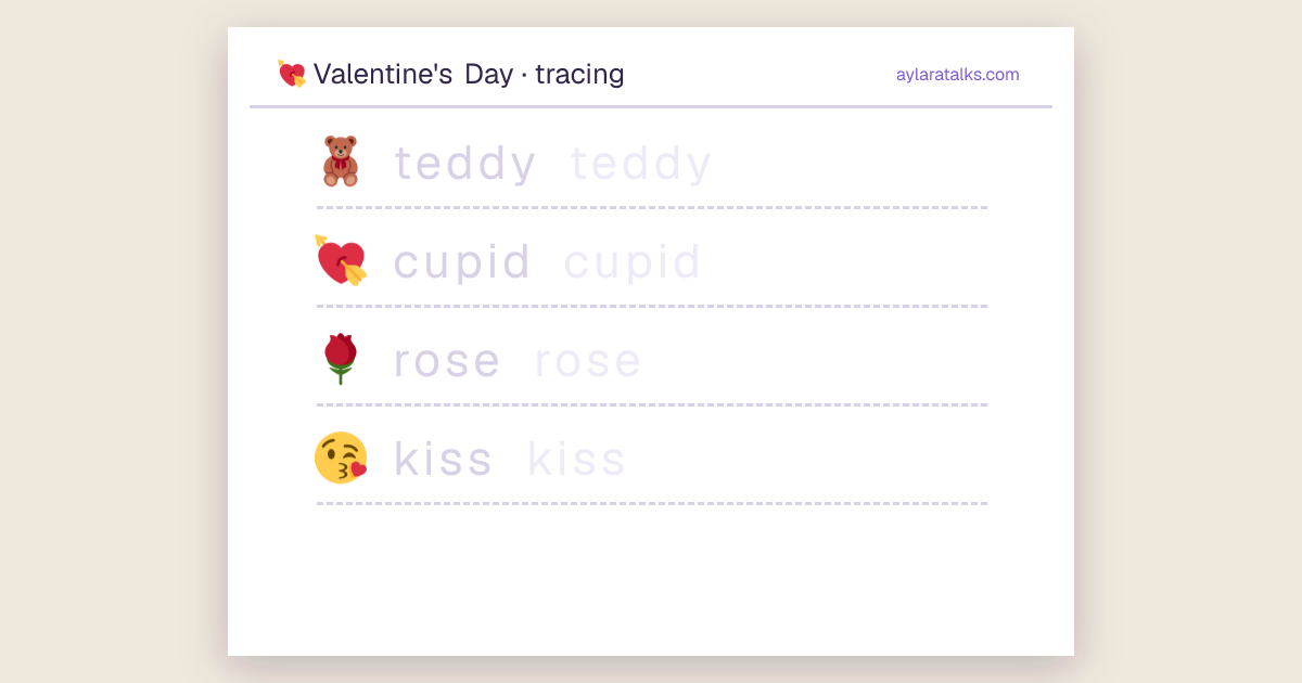 Valentine's Day · Tracing sheet