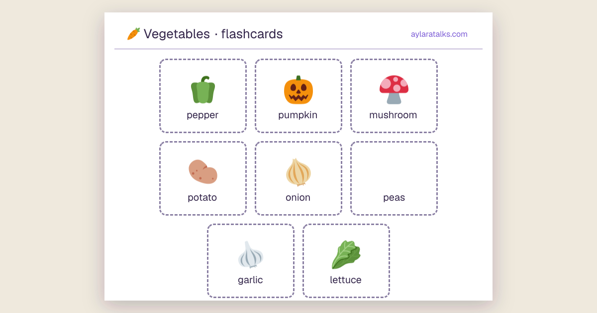 Vegetables · Flashcards